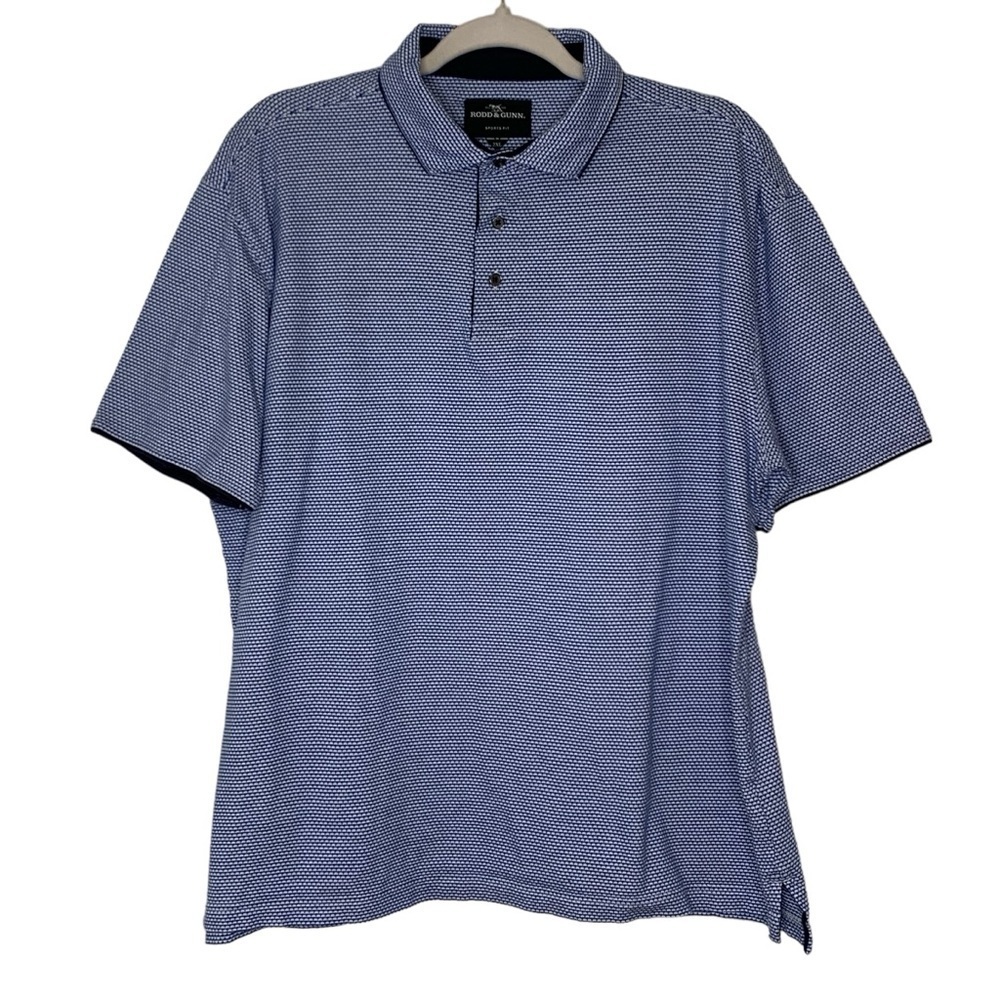 Rodd & Gunn men’s blue and white sports fit golf polo. Size 2XL